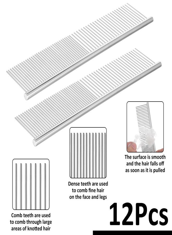 mekueeex 12 Pcs Stainless Steel Dog & Cat Comb, 7.48 Inch Metal Grooming Tool for Removing Knots, Long and Short Haired Pets Including Dogs, Cats & Others - Image 3